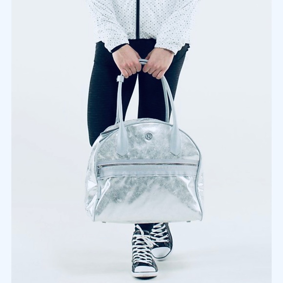 lululemon athletica Handbags - Lululemon Sweat Once A Day Bag, Metallic Silver